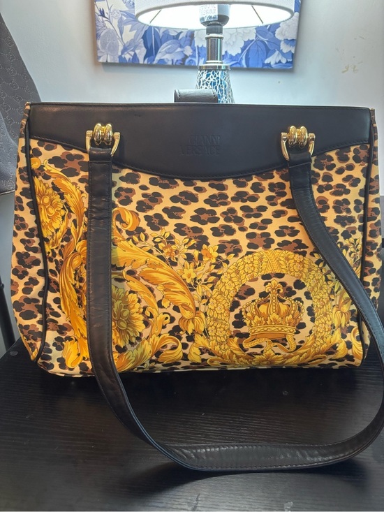 Versace Handbags - Vintage Gianni Versace 1990s Archival Baroque Leopard Print Coated Canvas Bag